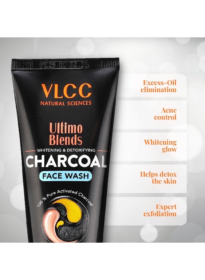 VLCC Ultimo Blends Charcoal Face Wash - 100ml X 2 (Pack of 2) - Whitening & Detoxifying, Acne Control, Exfoliation, Whitening with Activated Charcoal & Aloe Vera Extract - Image 3